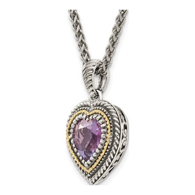 Sterling Silver & 14K Gold Amethyst Heart Pendant Necklace – view 6