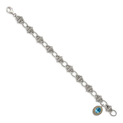 Sterling Silver & 14K Gold Swiss Blue Topaz Bracelet – view 2