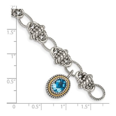 Sterling Silver & 14K Gold Swiss Blue Topaz Bracelet – view 3