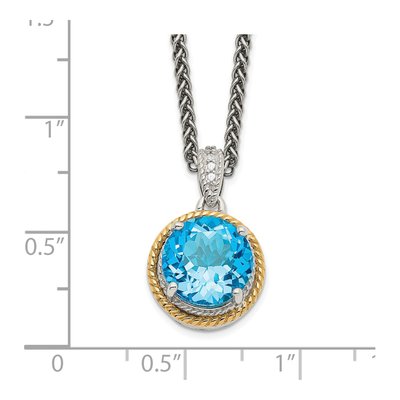 Sterling Silver & 14K Gold Swiss Blue Topaz & Diamond Necklace – view 4