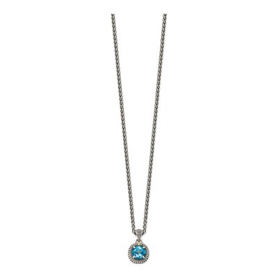 Sterling Silver & 14K Gold Sky Blue Topaz Pendant Necklace – view 2