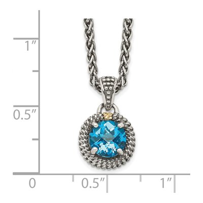 Sterling Silver & 14K Gold Sky Blue Topaz Pendant Necklace – view 3
