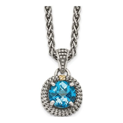 Sterling Silver & 14K Gold Sky Blue Topaz Pendant Necklace