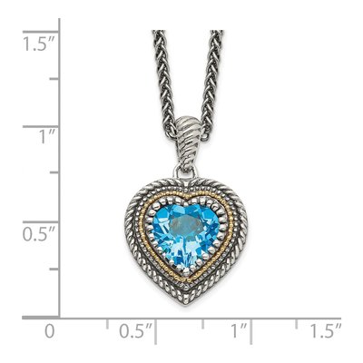 Sterling Silver & 14K Gold Swiss Blue Topaz Heart Necklace – view 4