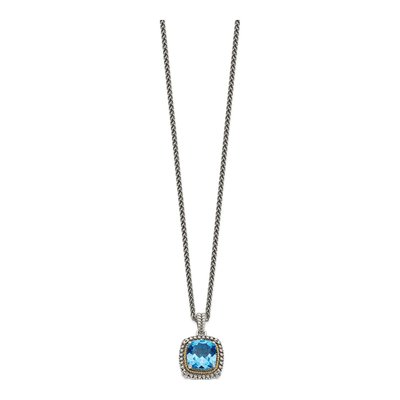 Sterling Silver & 14K Gold Swiss Blue Topaz Pendant Necklace – view 3