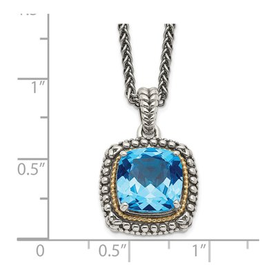 Sterling Silver & 14K Gold Swiss Blue Topaz Pendant Necklace – view 4