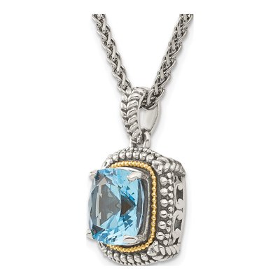 Sterling Silver & 14K Gold Swiss Blue Topaz Pendant Necklace – view 6