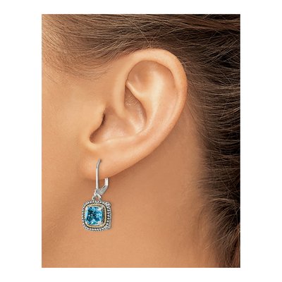 Sterling Silver & 14K Gold Swiss Blue Topaz Leverback Earrings – view 4