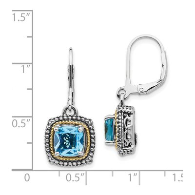 Sterling Silver & 14K Gold Swiss Blue Topaz Leverback Earrings – view 5