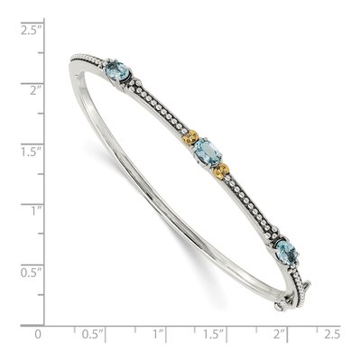 Sterling Silver & 14K Gold Sky Blue Topaz Bangle Bracelet – view 3