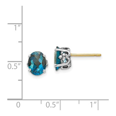 Sterling Silver & 14K Gold Oval London Blue Topaz Stud Earrings – view 5