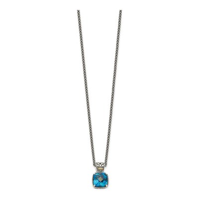 Sterling Silver & 14K Gold London Blue Topaz Pendant Necklace – view 3