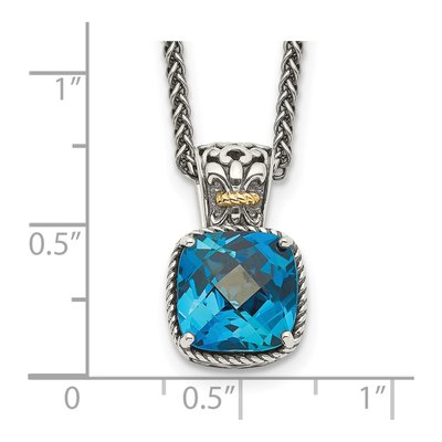 Sterling Silver & 14K Gold London Blue Topaz Pendant Necklace – view 4