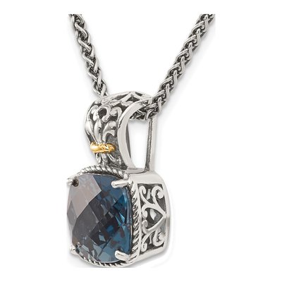 Sterling Silver & 14K Gold London Blue Topaz Pendant Necklace – view 6