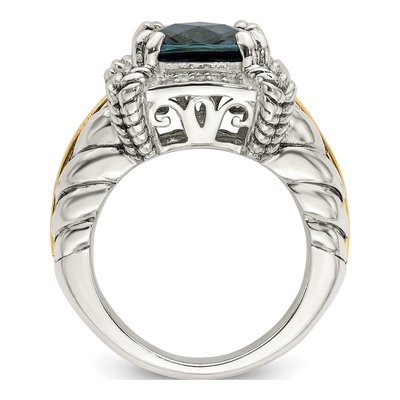 Sterling Silver & 14K Gold 1/10 ct tw London Blue Topaz & Diamond Ring – view 3