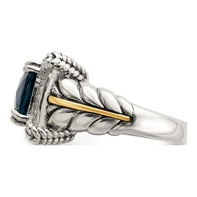 Sterling Silver & 14K Gold 1/10 ct tw London Blue Topaz & Diamond Ring – view 4