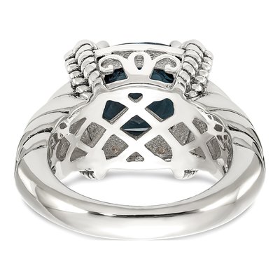 Sterling Silver & 14K Gold 1/10 ct tw London Blue Topaz & Diamond Ring – view 7
