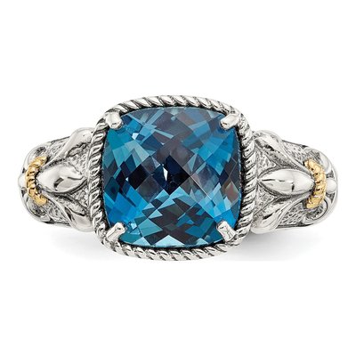 Sterling Silver & 14K Gold London Blue Topaz Ring – view 6