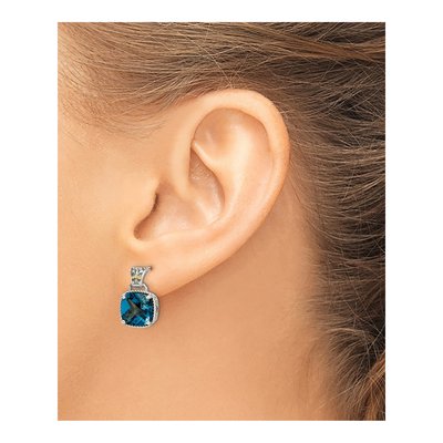Sterling Silver & 14K Gold London Blue Topaz Dangle Earrings – view 4