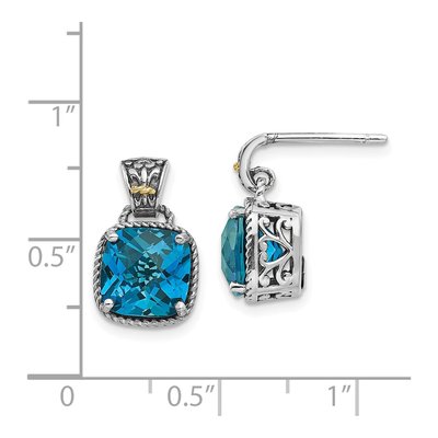 Sterling Silver & 14K Gold London Blue Topaz Dangle Earrings – view 5