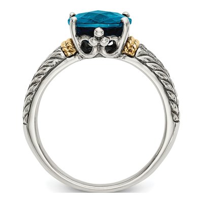 Sterling Silver & 14K Gold London Blue Topaz Ring – view 3