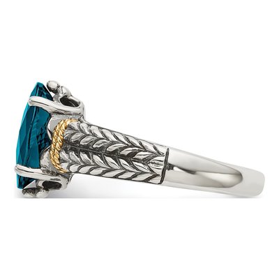 Sterling Silver & 14K Gold London Blue Topaz Ring – view 4
