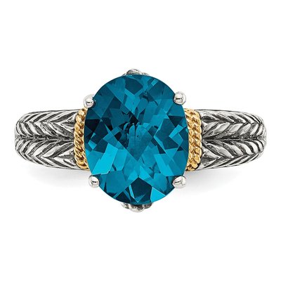 Sterling Silver & 14K Gold London Blue Topaz Ring – view 6