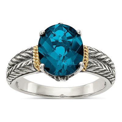 Sterling Silver & 14K Gold London Blue Topaz Ring