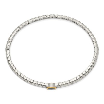 Sterling Silver & 14K Gold London Blue Topaz Bangle Bracelet – view 2