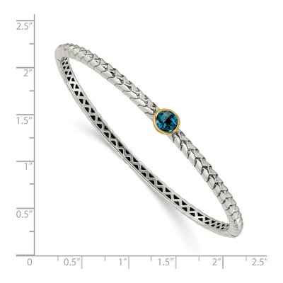 Sterling Silver & 14K Gold London Blue Topaz Bangle Bracelet – view 3