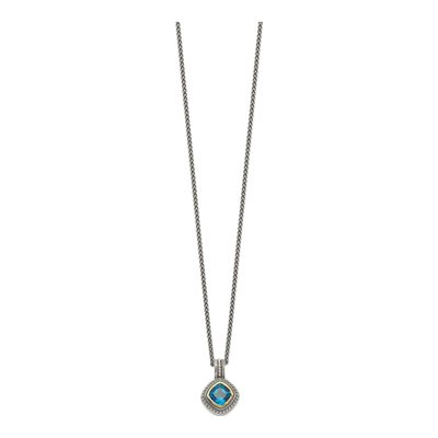 Sterling Silver & 14K Gold London Blue Topaz Pendant Necklace – view 3