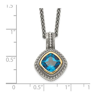 Sterling Silver & 14K Gold London Blue Topaz Pendant Necklace – view 4