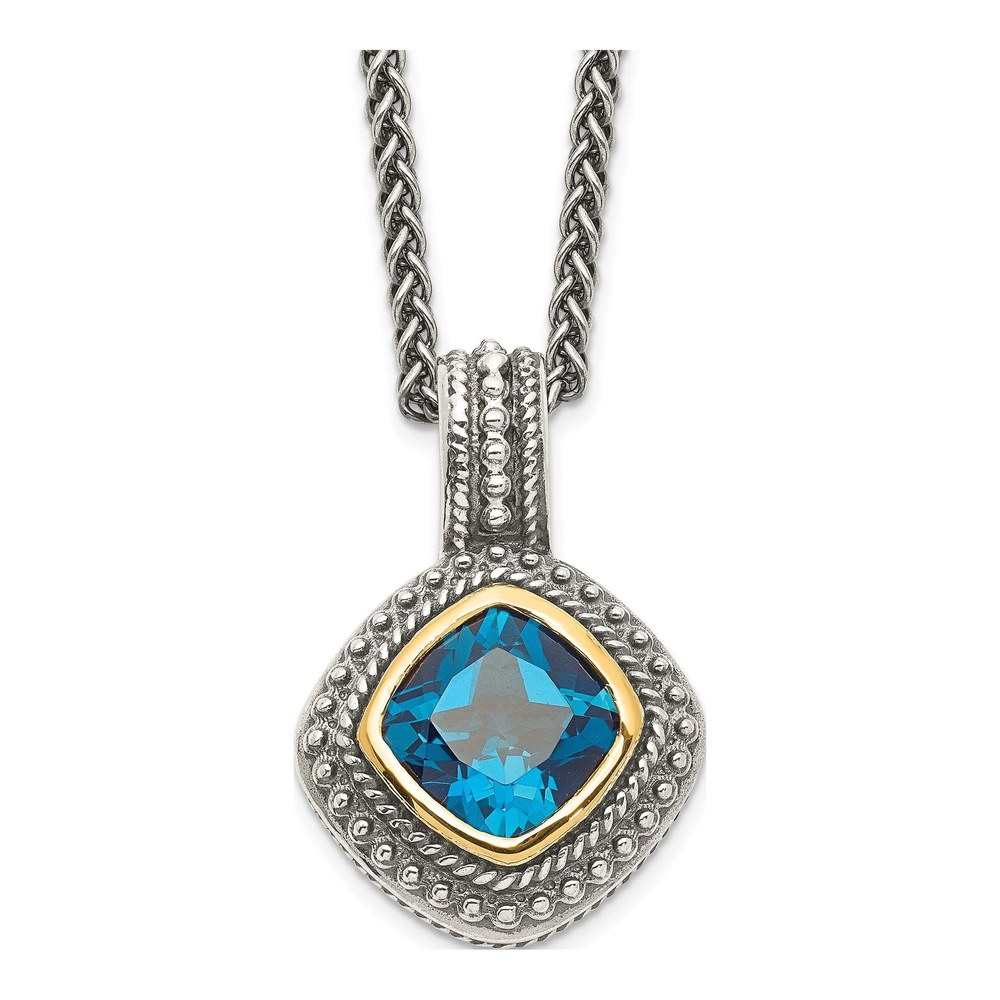 Sterling Silver & 14K Gold London Blue Topaz Pendant Necklace