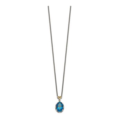 Sterling Silver & 14K Gold London Blue Topaz Pendant Necklace – view 3
