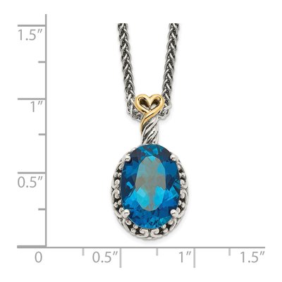 Sterling Silver & 14K Gold London Blue Topaz Pendant Necklace – view 4