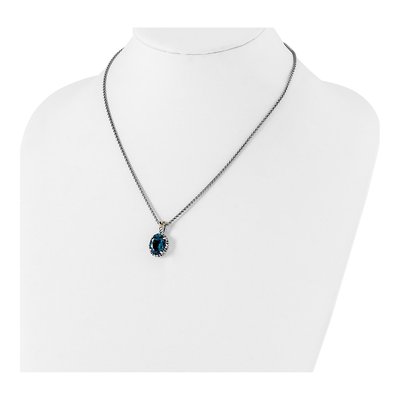Sterling Silver & 14K Gold London Blue Topaz Pendant Necklace – view 5