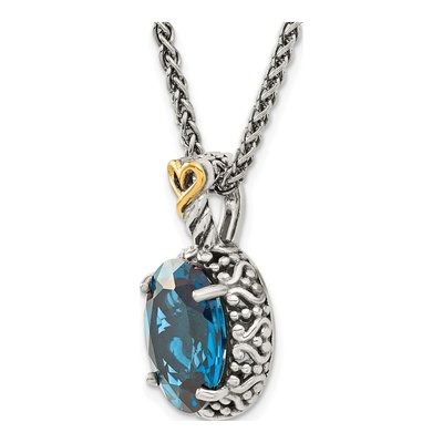 Sterling Silver & 14K Gold London Blue Topaz Pendant Necklace – view 6