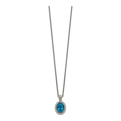 Sterling Silver & 14K Gold London Blue Topaz Pendant Necklace – view 3
