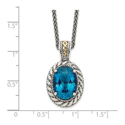 Sterling Silver & 14K Gold London Blue Topaz Pendant Necklace – view 4