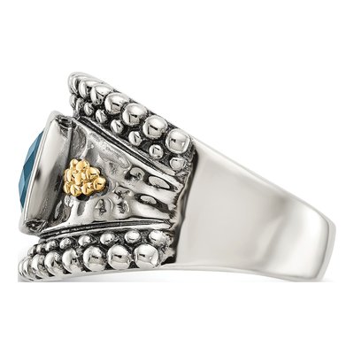 Sterling Silver & 14K Gold London Blue Topaz Ring – view 4