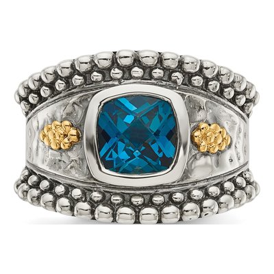 Sterling Silver & 14K Gold London Blue Topaz Ring – view 6