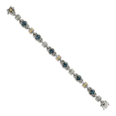 Sterling Silver & 14K Gold London Blue Topaz Bracelet – view 2