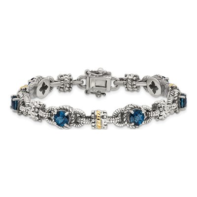 Sterling Silver & 14K Gold London Blue Topaz Bracelet – view 3