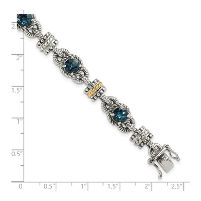 Sterling Silver & 14K Gold London Blue Topaz Bracelet – view 4