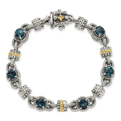 Sterling Silver & 14K Gold London Blue Topaz Bracelet – view 5
