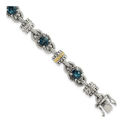 Sterling Silver & 14K Gold London Blue Topaz Bracelet