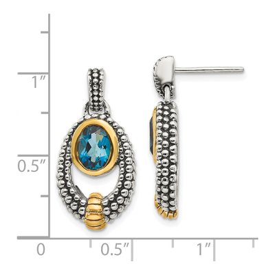 Gold-Plated Sterling Silver London Blue Topaz Dangle Earrings – view 5
