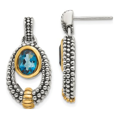 Gold-Plated Sterling Silver London Blue Topaz Dangle Earrings