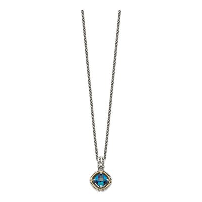 Sterling Silver & 14K Gold London Blue Topaz Pendant Necklace – view 3