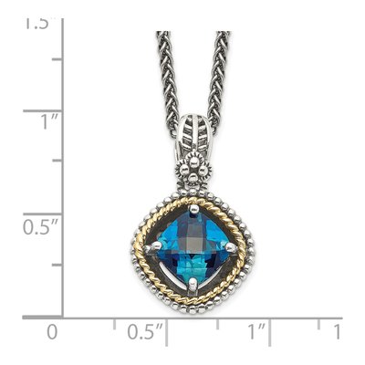 Sterling Silver & 14K Gold London Blue Topaz Pendant Necklace – view 4